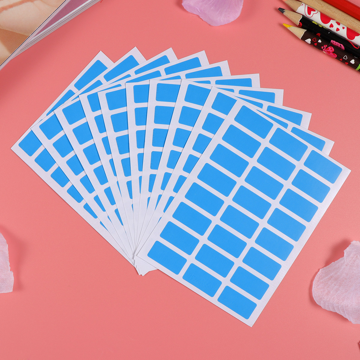 Home Office Organization - สติกเกอร์สีสันสดใสทรงสี่เหลี่ยม 6 ชิ้น พร้อมกาวติดแน่น สำหรับการจัดระเบียบและระบุสิ่งของในบ้าน สำนักงาน