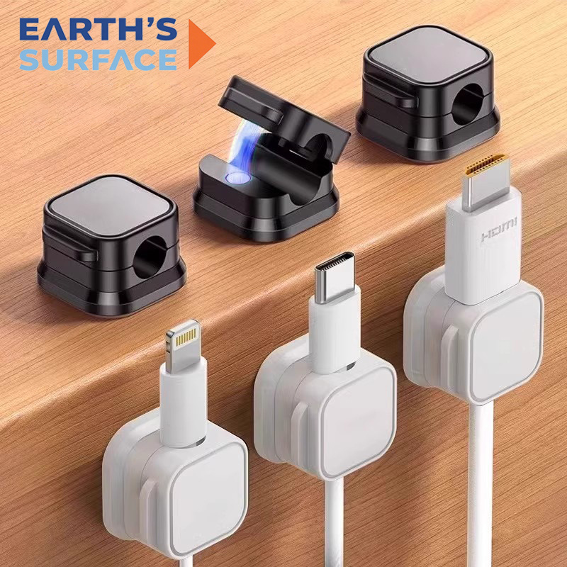 Home Office Organization - ที่หนีบสายแม่เหล็กแบบมีกาวสำหรับจัดระเบียบสายไฟ สายชาร์จ USB สำหรับสำนักงานและบ้าน