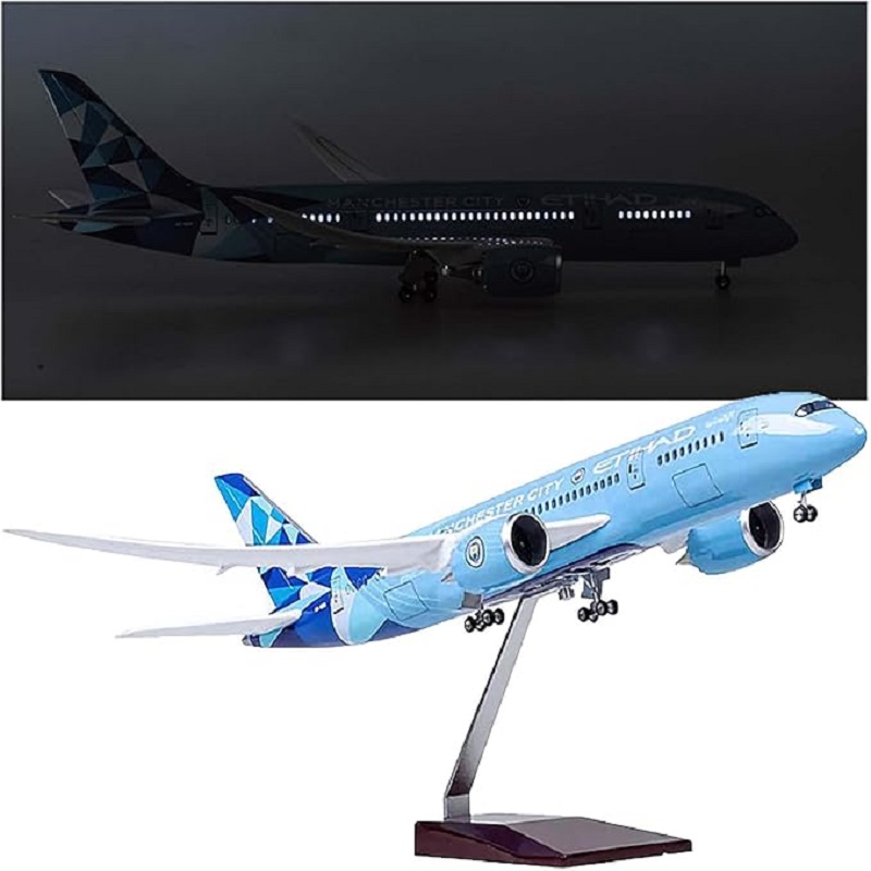 Home Office Pay - โมเดลเครื่องบินเอไธด้า 787 ขนาดใหญ่ 1/130 พร้อมฐานตั้ง สำหรับของที่ระลึกทางการบินสำหรับผู้ใหญ่
