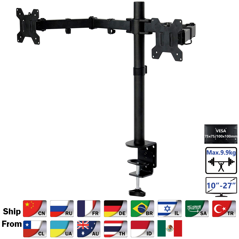 Monitor Arm Dual - MS02เดสก์ท็อปหนีบ Full Motion 360องศา Dual Stand