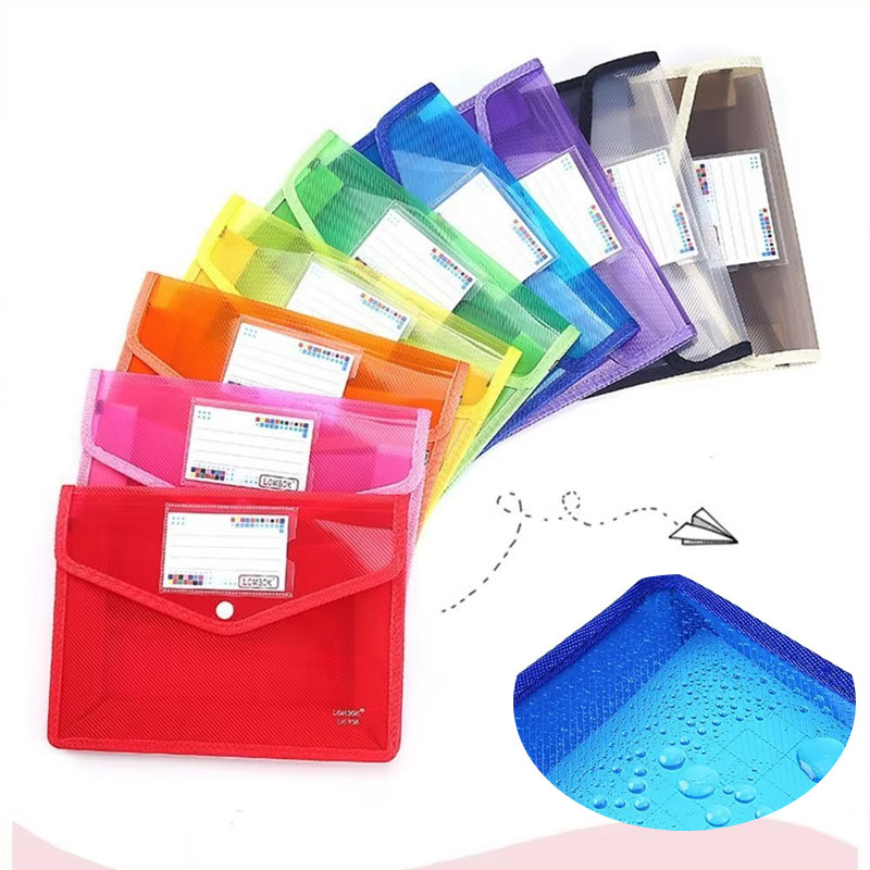 Home Office Freelancer - 1-10PCS กันน้ำ A4 A5 แฟ้มเอกสารแบบปุ่มกดใสกระเป๋าเอกสารสำหรับโรงเรียนสำนักงานเครื่องเขียนโฮมสเตย์เจอร์ซอรี่