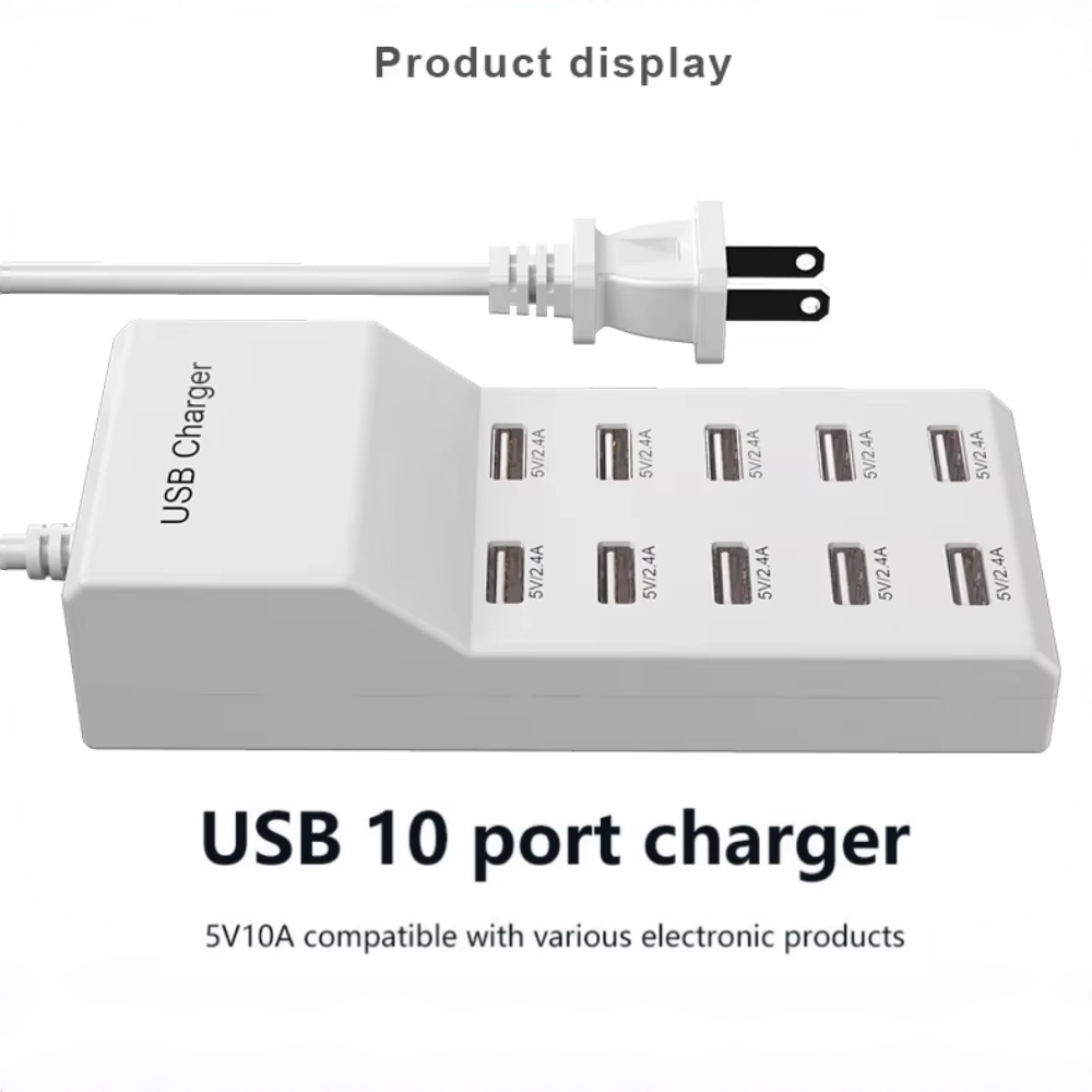 Home Office In Uk - ฮับ USB 10 พอร์ต ชาร์จเร็ว อะแดปเตอร์แปลงไฟแบบพกพา
