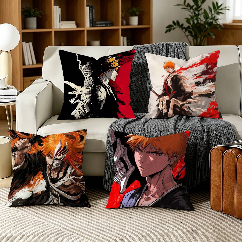 Home Office Bleaching - ปลอกหมอน B-Bleachs K-Kurosaki Ichigo สำหรับโซฟา ห้องนั่งเล่น
