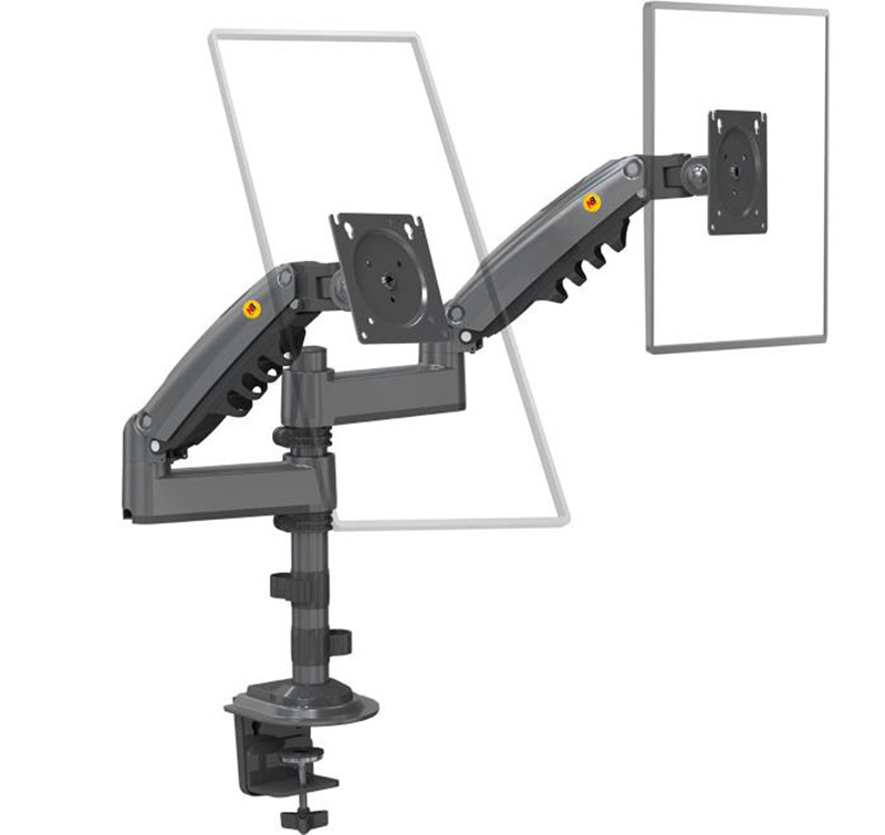 Monitor Arm Dual - NB H180 ขาตั้งจอภาพคู่แบบติดโต๊ะ พร้อมแขนแก๊สสปริง ปรับได้ทุกทิศทาง รองรับจอ
