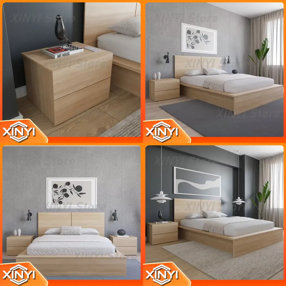 Home Office Of Ikea - โต๊ะข้างเตียงดีไซน์เรียบง่ายพร้อมลิ้นชักคู่ สำหรับใช้ในบ้าน สำนักงาน ห้องนอน ห้องนั่งเล่น เฟอร์นิเจอร์จัดเก็บของ