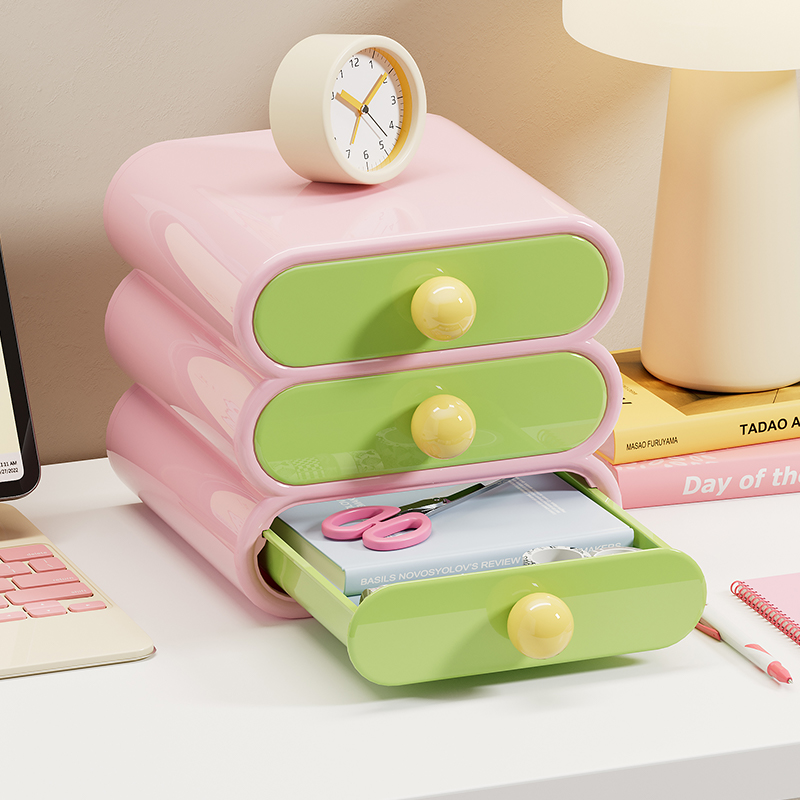 Home Office Box - ยูโฟรู โดพามีน ดีสก์ออแกไนเซอร์,กล่องเก็บของแบบลิ้นชัก 3 ชั้น, ชั้นวางเครื่องเขียนอเนกประสงค์สำหรับสำนักงานหอพัก