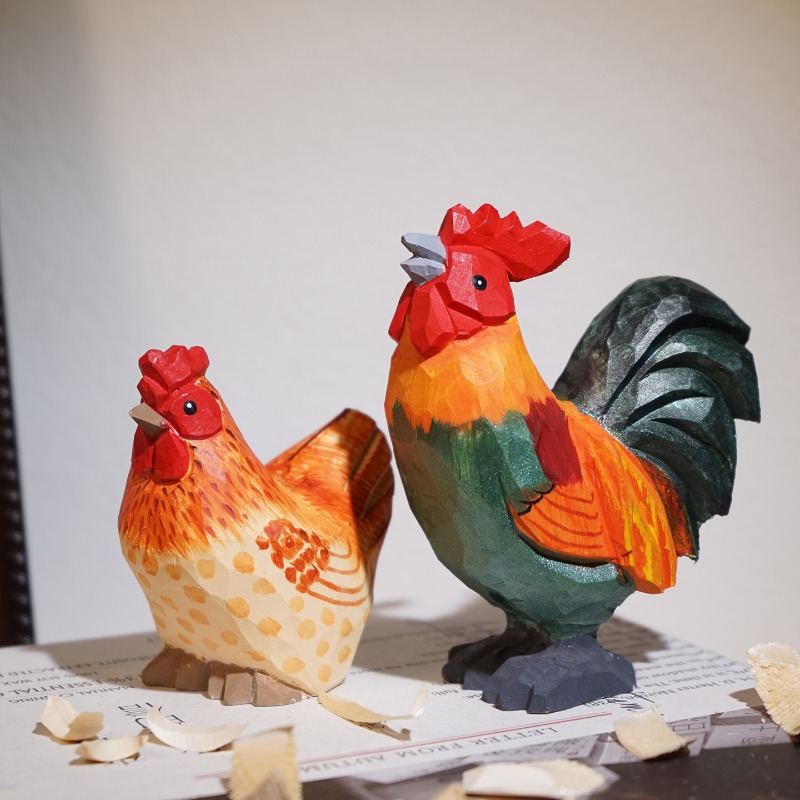รูปปั้นไก่และไก่แม่ทำมือจากไม้ - Home Office Freelancer บทวิจารณ์และราคา