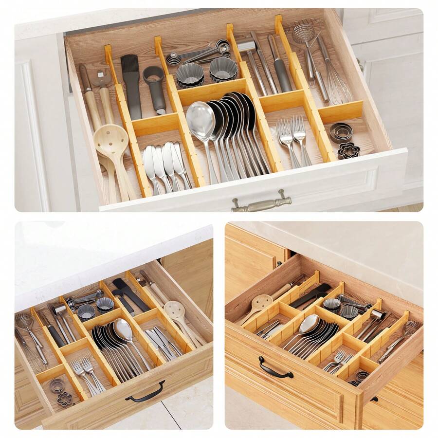 ตัวแบ่งลิ้นชักไม้ไผ่พร้อมแผ่นร - Home Office Organization บทวิจารณ์และราคา