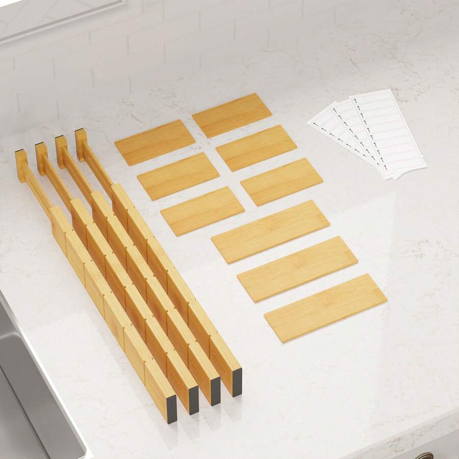 ตัวแบ่งลิ้นชักไม้ไผ่พร้อมแผ่นร - Home Office Organization บทวิจารณ์และราคา