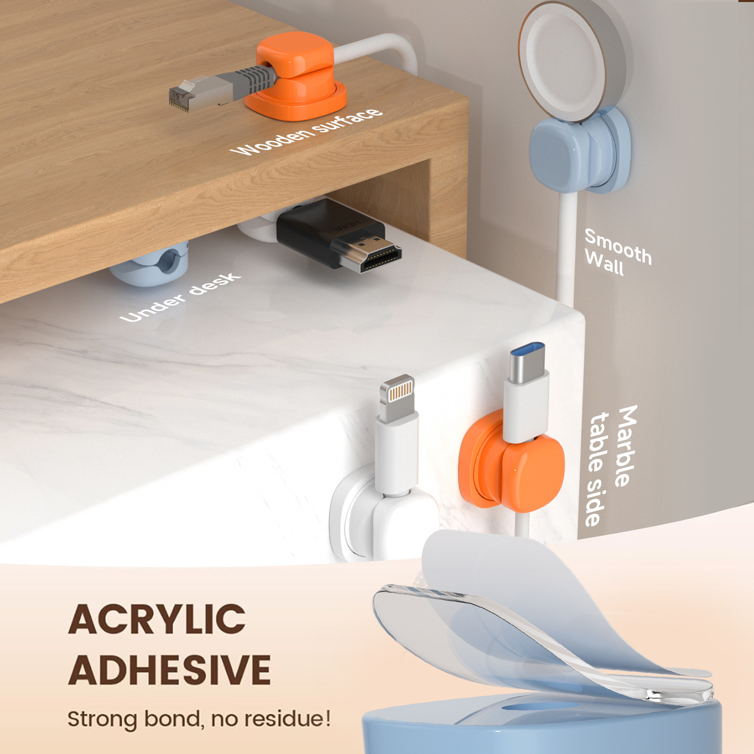 ที่เก็บสายไฟแบบกาว ตัวหนีบสายไ - Home Office Organization บทวิจารณ์และราคา