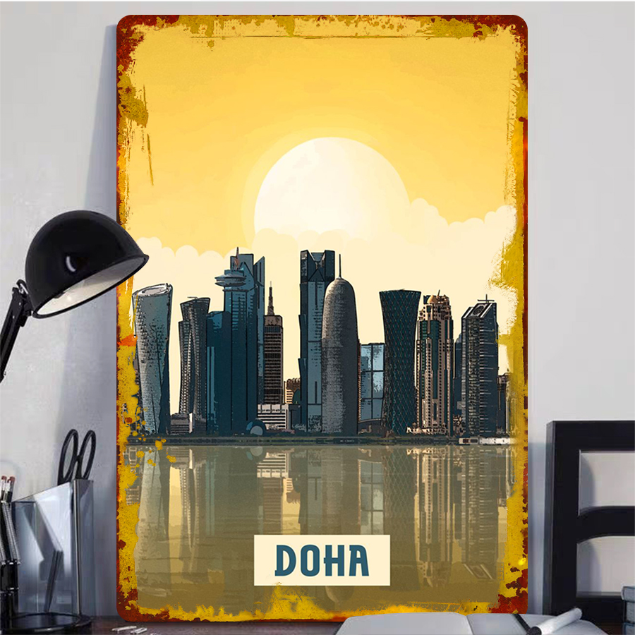Doha Skyline Metal Wall Art กา - Home Office Qatar บทวิจารณ์และราคา