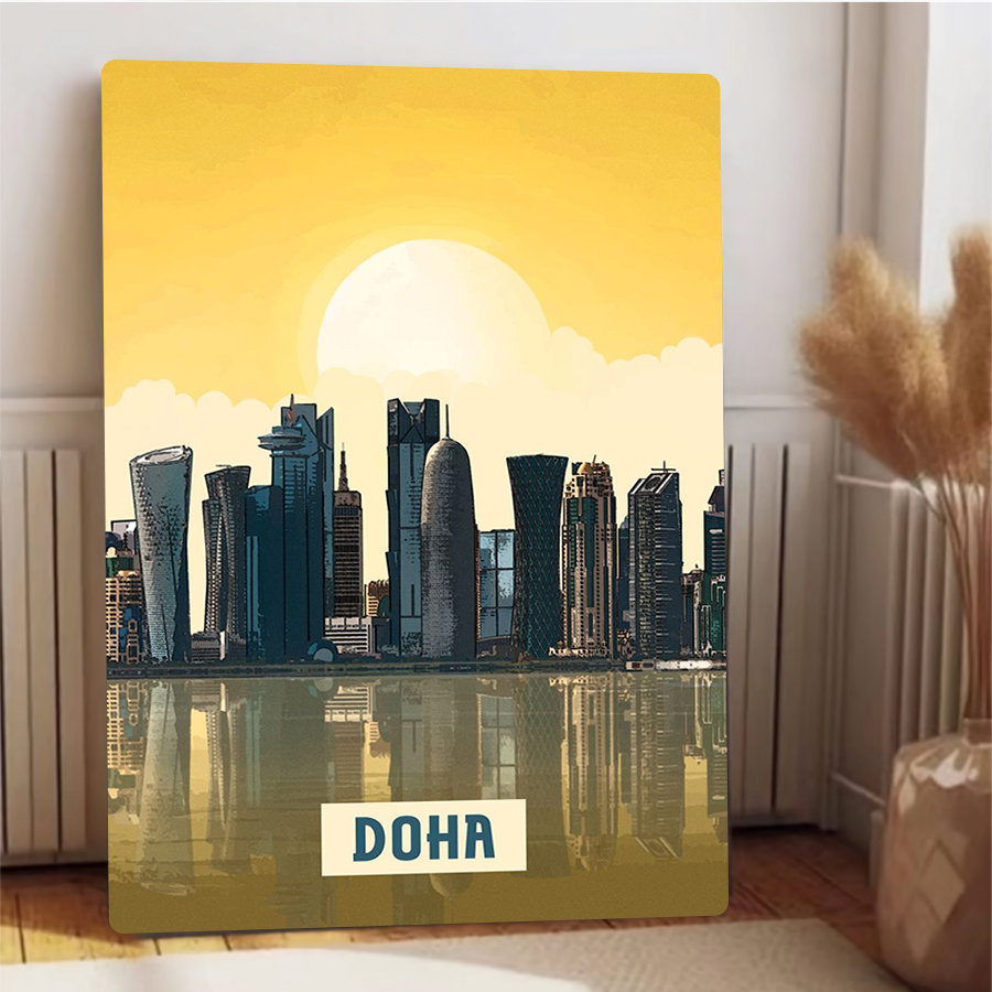 Doha Skyline Metal Wall Art กา - Home Office Qatar บทวิจารณ์และราคา